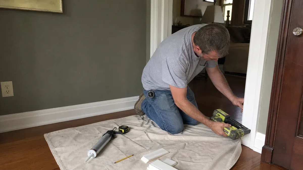 Older home repair in Hutchinson Kansas with period trim and settled door frames
